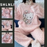 ราคา ชุดนอนคิตตี้ 2 ชิ้น เสื้อยืดและกางเกงสีทึบสำหรับผู้หญิง (41608224950)