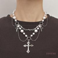 ราคา ZUO Gothic Cross สร้อยคอลูกประคํา Vintage Charm จี้สร้อยคอ Handmade Pearl ลูกปัดสร้อยคอ Punk Choker Chain เครื่องประดับ (41254161678)