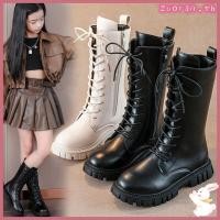 ราคา ZUO รองเท้าบู๊ตเชือกรองเท้าแบบทหารสีขาวสำหรับเด็กผู้หญิง ดีไซน์เข่าสูงและดอกยางเพื่อการทรงตัวที่ดียิ่ม เหมาะสมกับเด็กวัยหัดเดินจนถึงวัยเรียน และใส่ได้กับชุดโรงเรียน (50206680540)