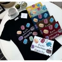 ราคา เสื้อยืดคอกลมแขนสั้น รีดเพชรลายมาการองเพชรหลายสี ป้าย ME (28344143877)