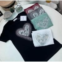 ราคา เสื้อยืดคอกลมแขนสั้น รีดเพชรลายหัวใจสีเขียว ป้าย ME (43127779922)