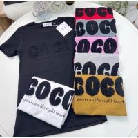 ราคา เสื้อยืดคอกลมแขนสั้น รีดเพชรลาย coco ป้าย ME (41761762100)