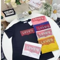 ราคา เสื้อยืดคอกลมแขนสั้น รีดเพชรลาย Love s ป้าย ME (41861724510)