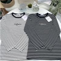 ราคา เสื้อยืดคอกลมแขนยาว ผ้าริ้วนิ่มเด้ง รีดเพชรลาย Coffeetea ป้ายME (41123698516)