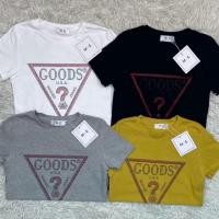 ราคา เสื้อยืดคอกลมแขนสั้น รีดเพชรลาย GOODS ป้ายME (40672949739)