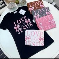 ราคา เสื้อยืดคอกลมแขนสั้น รีดเพชรลาย LOVE JESUS ป้าย ME (47453396581)