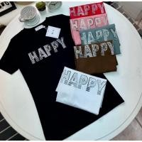 ราคา เสื้อยืดคอกลมแขนสั้น รีดเพชรลาย HAPPY เพชรทูโทน ป้าย ME (52955325362)