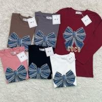 ราคา เสื้อยืดคอกลมแขนยาว รีดเพชรลายโบว์ coco ป้าย ME (41666123818)