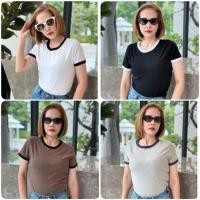 ราคา เสื้อยืดคอกลมแขนสั้น กุ๊นคอและแขน สีพื้น ป้าย ME (42861998283)