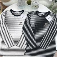 ราคา เสื้อยืดคอกลมแขนยาว ผ้าริ้วนิ่มเด้ง รีดเพชรลายโบว์เพชรเล็ก ป้ายME (40223698236)