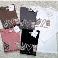 ราคา เสื้อยืดคอกลมแขนยาว รีดเพชรลาย Peace love ป้ายME (42122098508)