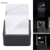 ราคา Intuth Intuth Walmeck LED โฮโลแกรมคริสตัล Cube 3D จอแสดงผลภาพสภาพอากาศสมาร์ทนาฬิกาดิจิตอลโต๊ะตกแต่งรถภาพเคลื่อนไหว GIF เครื่องเล่นอัลบั้มฐานสีดำ (49506599478)