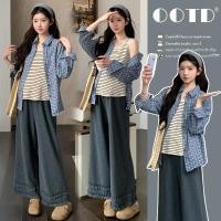 ราคา ชุดคลุมท้องฤดูใบไม้ผลิเสื้อลายสก๊อต เสื้อกั๊กลายทางกางเกงขากว้างสูท (42429364272)