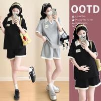 ราคา ชุดคลุมท้องหลวมสำหรับฤดูร้อน มาพร้อมกางเกงขาสั้นและเสื้อลายยกหน้าท้อง (54207696556)