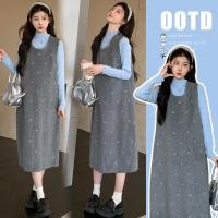 ราคา ชุดคลุมท้องสไตล์เกาหลีสำหรับฤดูหนาว ทำจากผ้าขนสัตว์ มีโบว์สามมิติสีเทา (40277670157)