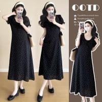 ราคา ชุดคลุมท้อง 2025 สไตล์ฝรั่งเศสลายจุดแขนพัฟชีฟองพิมพ์ชุดคลุมท้อง (29080716344)