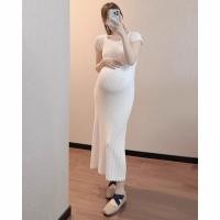 ราคา ชุดคลุมท้องฤดูร้อนคอสี่เหลี่ยมแขนสั้นสลิมฟิต ผอมลง ดูชุดคลุมท้อง (27577230994)