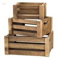 ราคา GOURMETGALORE ไม้ Nesting Storage Crate ไม้จับกล่องเก็บ ชนบทโบราณ Handcrafted Stackable Storage คอนเทนเนอร์ห้องนอน (53557160146)