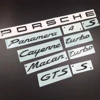 ราคา Porsche car logo English letters ABS material front S sticker Macan Cayman CARRERA Boxster Panamera Cayenne GTS TURBO 911 718 modified rear black red logo sticker (10693702223)