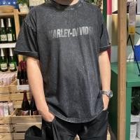 ราคา Davidson crew neck short sleeved T shirt vintage distressed washed denim XL883 DYNA ROAD KING motorcycle riding T shirt (55354779333)