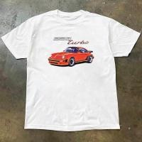 ราคา Porsche American retro short sleeved shirt 930 TURBO car graphic print racing style T shirt (53155735131)
