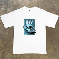 ราคา เสื้อยืดแขนสั้นพิมพ์ลาย Porsche 911 สีฟ้าท้องฟ้า ทำจากผ้าฝ้ายสไตล์รถแข่ง (50105945898)
