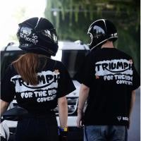 ราคา Triumph cartoon letter short sleeved T shirt BOBBER T120 T100 Speed 400 motorcycle riding black T shirt (47855351426)