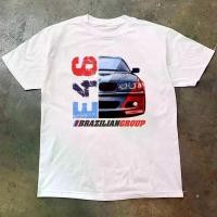 ราคา BMW engine racing car modification culture short sleeved T shirt cotton T shirt with E46 car pattern printing (49355869735)