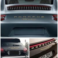ราคา PORSCHE gold letter logo Carrera gts turbo macan Cayenne Cayman 718 Boxster 911 Panamera front and rear decals (12888986831)