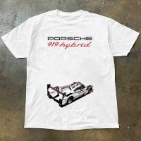 ราคา PORSCHE 919 Hybrid Racing Car Pattern Short Sleeve T Shirt Outdoor Sports Breathable Cotton T Shirt (40628554977)