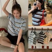ราคา W7257 เสื้อแขนสั้น คอกลม ผ้าทอ ลายขวาง แต่งสลับสี สีสวยมากๆค่า ผ้าดีใส่สบาย แฟชั่นเกาหลี TAG WG WE (42923459180)
