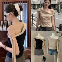 ราคา W5963 เสื้อปาดไหล่ แต่งผ้าช่วงไหล่ และด้านข้าง งานสวยเก๋มากๆค่า ทรงน่ารัก แฟชั่นเกาหลี TAG WG WE (27237994091)