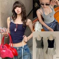 ราคา W6505 เสื้้อสายเดี่ยว ผ้ายืด แต่งสายคล้องคอผูกเชือก งานจริงน่ารักมาก แฟชั่นเกาหลี TAG WG WE (40961728586)