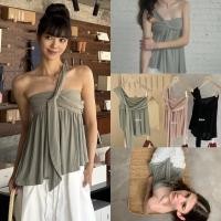 ราคา W8560 เสื้อเกาะอก แต่งผ้าช่วงอก ผ้าพริ้ว ทรงสวย ใส่แล้วดูดีมากๆค่า สีสวย แมทซ์ง่าย แฟชั่นเกาหลี TAG WG WE (50955947639)