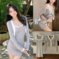 ราคา W7715 เดรสสั้น แขนกุด ผ้าร่อง มาพร้อมเสื้อคลุม โทนสีเดียวกับเดรส ผ้ายืดหยุ่นได้ดี แฟชั่นเกาหลี TAG WG WE (45050987417)