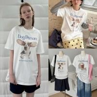 ราคา W6453 เสื้อยืดแขนสั้น คอกลม ทรงโอเวอร์ไซส์ สกรีนลายน้องหมา น้อวแมว ผ้าแฟชั่นเกาหลี TAG WG WE (43409444969)
