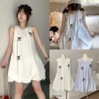 ราคา W6448 เดรสสั้นแขนกุด แต่งโบว์ ชายกระโปรงะแต่งทรงบอลลูน มีกระเป๋าให้ด้วยนะคะ ผ้าแฟชั่นเกาหลี TAG WG WE (41010909478)