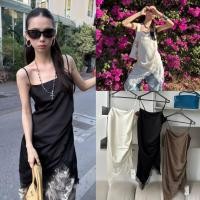 ราคา SU017 เสื้อสายเดี่ยวตัวยาว ผ้าซาตินเนื้อดี ทรงสวยเลยค่า ชายเสื้อแต่งผ้าลูกไม้ แฟชั่นเกาหลี TAG MM fish (40978639384)