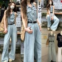 ราคา W3212 เซ็ทจั้มมสูทขายาว แขนกุดคอปก ผ้ายีนส์นิ่ม ทรงเกาหลี ทรงน่ารัก แฟชั่นเกาหลี TAG WG WE (29773002421)