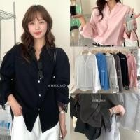 ราคา 8387 เสื้อเชิ้ตแขนยาว แต่งลูกไม้ช่วงขอบคอเสื้อ แฟชั่นเกาหลี TAG KOREA (29032048196)