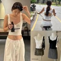 ราคา W5429 เสื้อกล้าม ผ้าลูกไม้ที่ขอบ ด้านหลังเว้า แต่งเชือกมัดโบว์ ผ้แฟชั่นเกาหลี TAG WG WE (28636490052)
