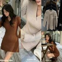 ราคา เดรสสั้นแขนยาว ไหมพรมถักลาย 3559 ทรงน่ารัก แฟชั่นเกาหลี TAG KOREA (27369597118)
