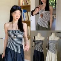 ราคา W3412 เสื้อเกาะอก ลายขวาง ผ้ายืด ช่วงเอว แฟชั่นเกาหลี TAG WG WE (26725727240)