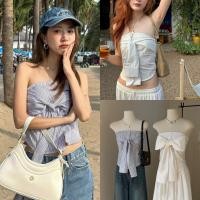 ราคา W3615 เสื้อเกาะอก แต่งโบว์ใหญ่ช่วงอก ชายเสื้อโค้ง แฟชั่นเกาหลี TAG WG WE (25793003502)