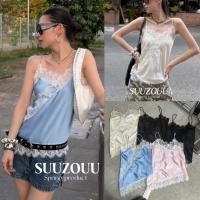 ราคา SU616 เสื้อสายเดี่ยว ผ้าซาติน แต่งผ้าลูกไม้เฉียง งานฮิตตลอดกาล ผ้าดี ทรงสวย แฟชั่นเกาหลี TAG MM fish (53406879092)