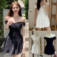 ราคา W6444 เดรสแขนกุด คอกว้าง ผ้าฉลุ มีซับในนะคะ งานจริงผ้านิ่ม ไม่คันค่ะ แฟชั่นเกาหลี TAG WG WE (42861736906)