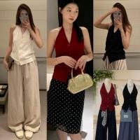 ราคา W3742 เสื้อคล้องคอ ผ้าทอ ทรงยอดฮิตตลอดกาล แฟชั่นเกาหลี TAG WG WE (28234140403)