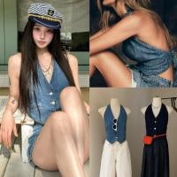 ราคา W5676 เสื้อกั๊กคล้องคอ มีกระดุมติด ทรงเบสิค ผ้ายีนส์ แต่งกระดุม ทรงน่ารัก แฟชั่นเกาหลี TAG WG WE (27488003823)