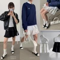 ราคา I2795 กระโปรงสั้น เอวสม็อค แต่งระบายสองแถบ แฟชั่นเกาหลี TAG KOREA (26529452219)
