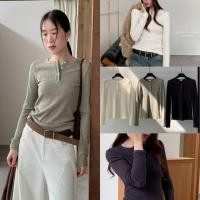 ราคา I3262 เสื้อแขนยาวคอกลม แต่งกระดุม ผ้าร่องเนื้อนิ่ม แฟชั่นเกาหลี TAG In by In (51102471923)